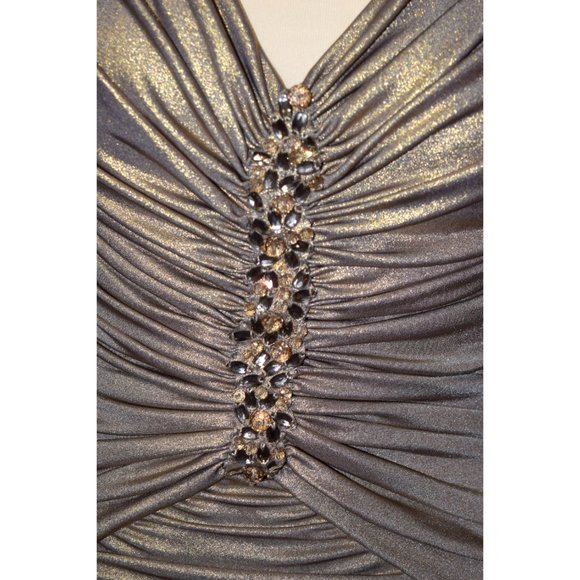 Cache Ruched Body-Con Jeweled Gold Dress XS - Picture 5 of 7